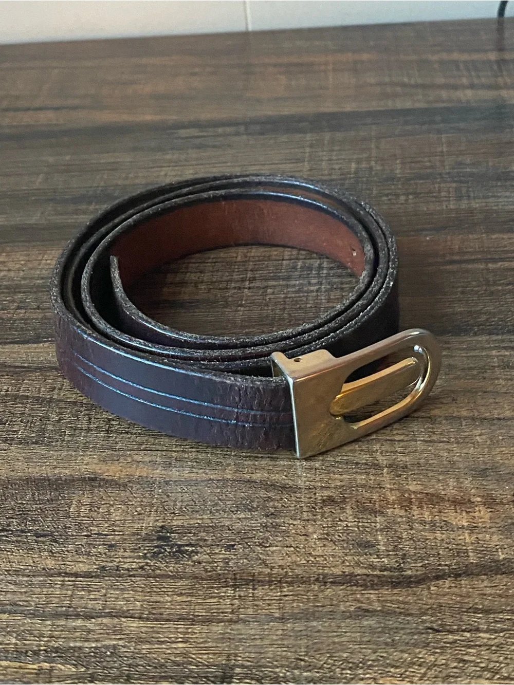 Vintage two toned leather belt, 34”
